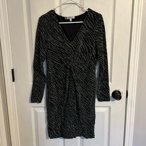 Sparkly Black & Silver Zebra Print Lined Dress